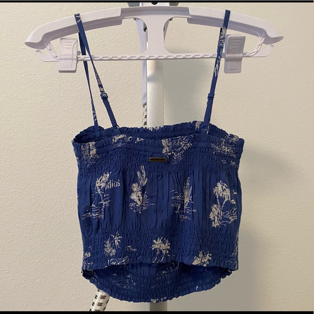 Billabong Blue & White Straight Seas Crop Top - SMALL - adjustable - Picture 2 of 4